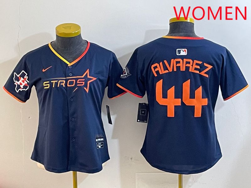 Women Houston Astros #44 Alvarez Drak Blue Three generations Joint Name 2025 Nike MLB Jersey style 4109